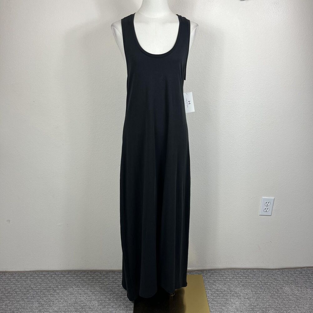 Halston Dress Womens Small Black Tank Maxi Travel Summer Minimalist